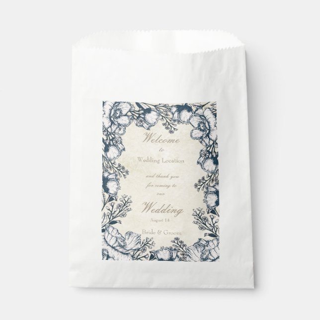 Sachets En Papier Mariage floral Vintage rustique (Devant)