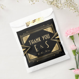 Sachets En Papier Mariage hershey®, noir et or, art déco élégant