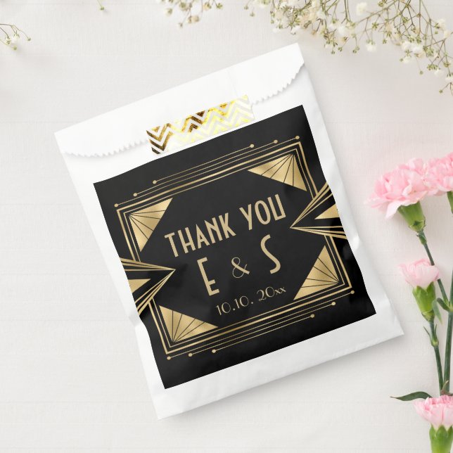 Sachets En Papier Mariage hershey®, noir et or, art déco élégant (Scellé)