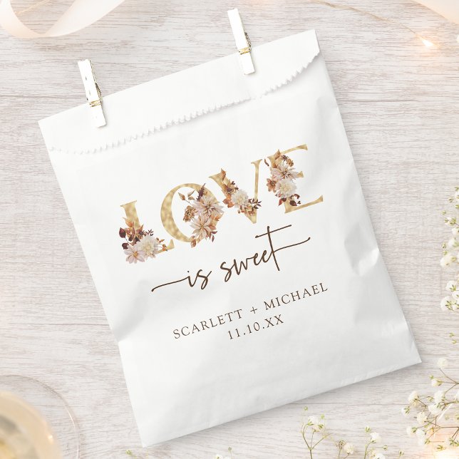 Sachets En Papier Mariage Love Is Sweet (Love Is Sweet Autumn Floral White Wedding Favor Bag by Painted Paperie
)