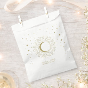 Sachets En Papier Mariage Lune Déburst Céleste Étoiles Blanches & Do