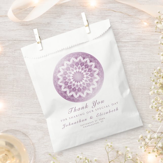 Sachets En Papier Mariage Mandala à Dentelle Rose (Coupé)
