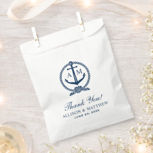 Sachets En Papier Mariage Merci Monogramme d'Ancre de la Marine