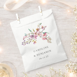 Sachets En Papier Mariage minimaliste Boho rose Fleur sauvage person
