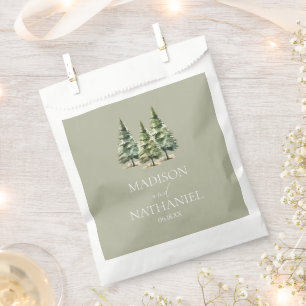 Sachets En Papier Mariage minimaliste de la forêt de pins neigeux d'