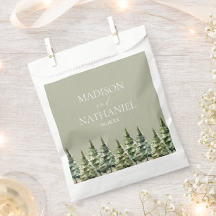 Sachets En Papier Mariage minimaliste de la forêt de pins neigeux d'