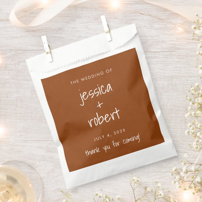 Sachets En Papier Mariage minimaliste en terre cuite moderne (Coupé)