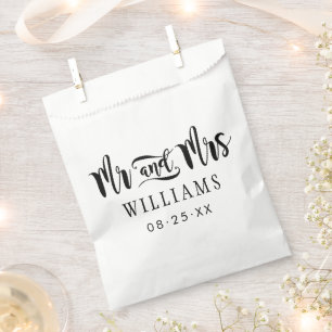 Sachets En Papier Mariage moderne à l'écriture manuscrite noire pour