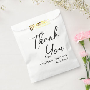 Sachets En Papier Mariage moderne à main noire blanche