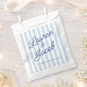 Sachets En Papier Mariage Moderne Minimaliste Rayures Bleues