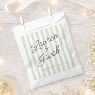 Sachets En Papier Mariage Moderne Minimaliste Rayures Vertes
