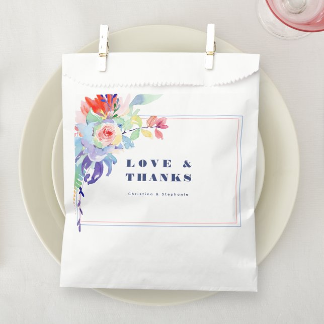 Sachets En Papier Mariage moderne Rainbow Floral LGBTQ (Créateur téléchargé)