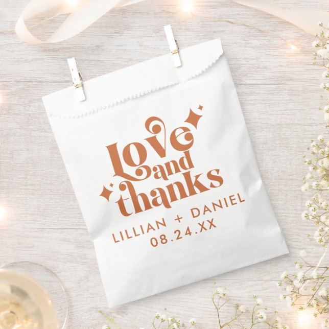 Sachets En Papier Mariage Moderne Rétro Orange (Coupé)