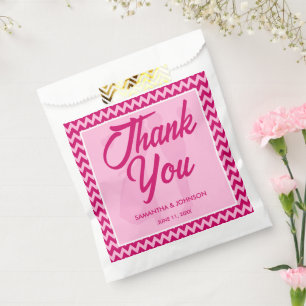 Sachets En Papier Mariage Moderne Rose Poudré à Rayures Chevron