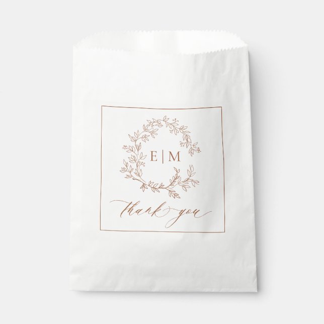 Sachets En Papier Mariage Monogramme en terre cuite moderne (Devant)