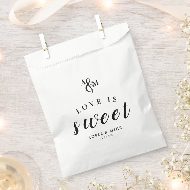 Sachets En Papier Mariage Monogramme Moderne Noir & Blanc (Coupé)