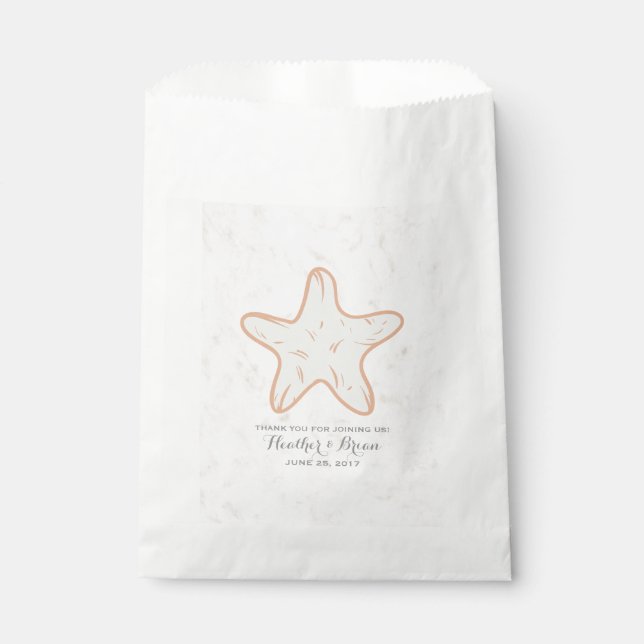 Sachets En Papier Mariage Orange Rustique Starfish (Devant)