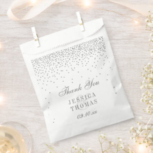 Sachets En Papier Mariage paillettes argent Glam Vintage