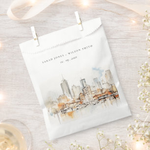 Sachets En Papier Mariage Paysage Aquarelle Atlanta Géorgie
