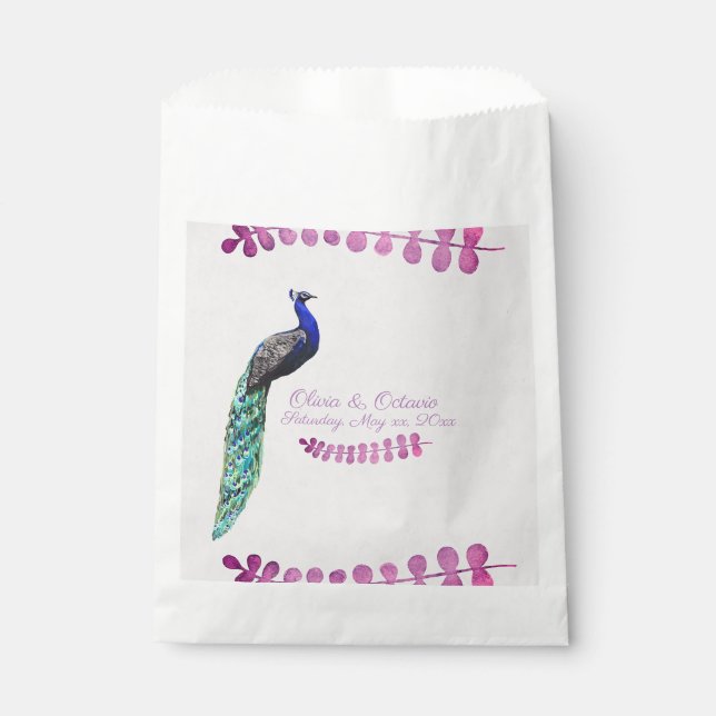 Sachets En Papier Mariage Peacock (Devant)