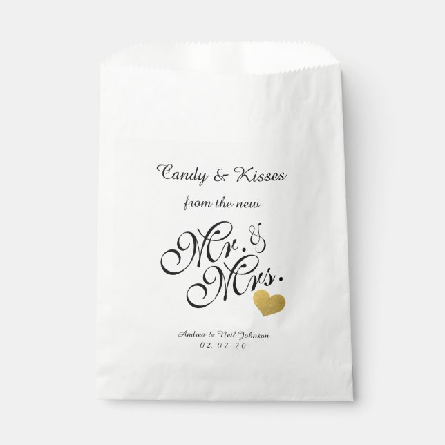 Sachets En Papier Mariage personnalisé Favor Sac Bonbons Baisers M.  (Devant)