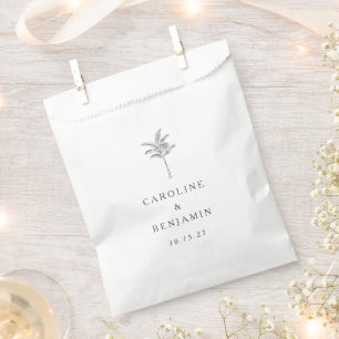 Sachets En Papier Mariage personnalisé minimaliste Ecru Palm Tree Li