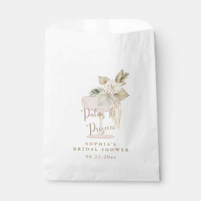 Sachets En Papier Mariage personnalisé Palmiers et Prosecco (Devant)