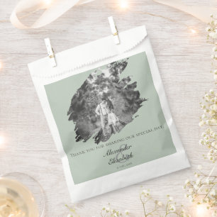 Sachets En Papier Mariage photo à coup de pinceau moderne   Vert sau