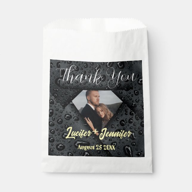 Sachets En Papier Mariage photo moderne Elegant Golden Diamond perso (Devant)