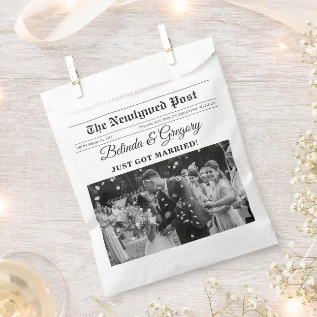 Sachets En Papier Mariage photo noir et blanc du journal mariage (Coupé)