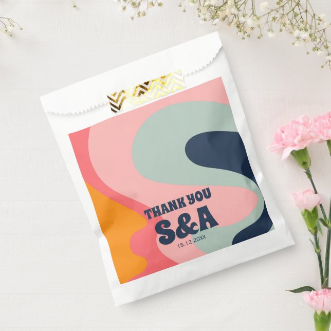 Sachets En Papier Mariage rétro Super Waves Pastel Rose Bleu Chic (Scellé)