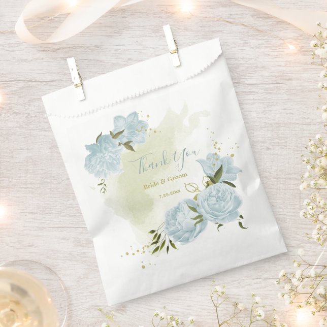 Sachets En Papier mariage romantique fleurs bleues verdure (Coupé)