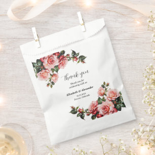 Sachets En Papier Mariage rose et rouge foncé moody