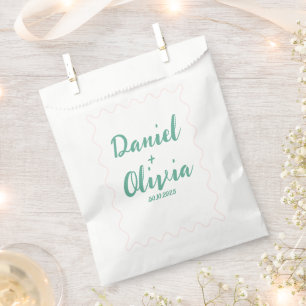 Sachets En Papier Mariage rose et vert ondulé