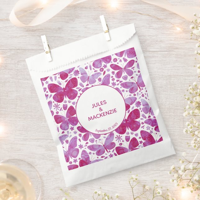 Sachets En Papier Mariage rose papillon (Coupé)