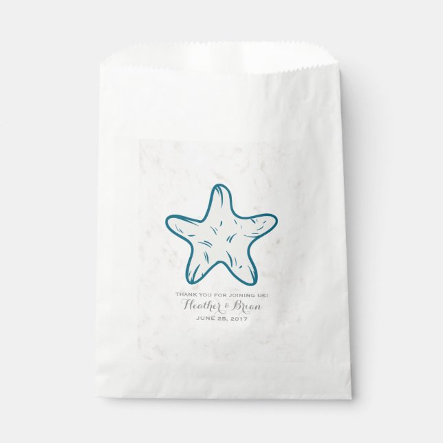 Sachets En Papier Mariage Royal Blue Rustic Starfish (Devant)