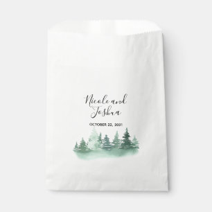Sachets En Papier Mariage rustique de forêt de pins à l'aquarelle