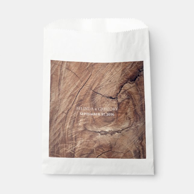 Sachets En Papier Mariage rustique en bois (Devant)