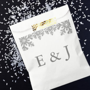 Sachets En Papier Mariage Silver Winter Snowflake