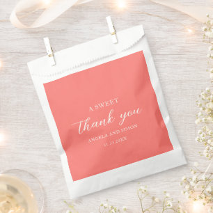 Sachets En Papier Mariage Simple Corail Vibrant Moderne