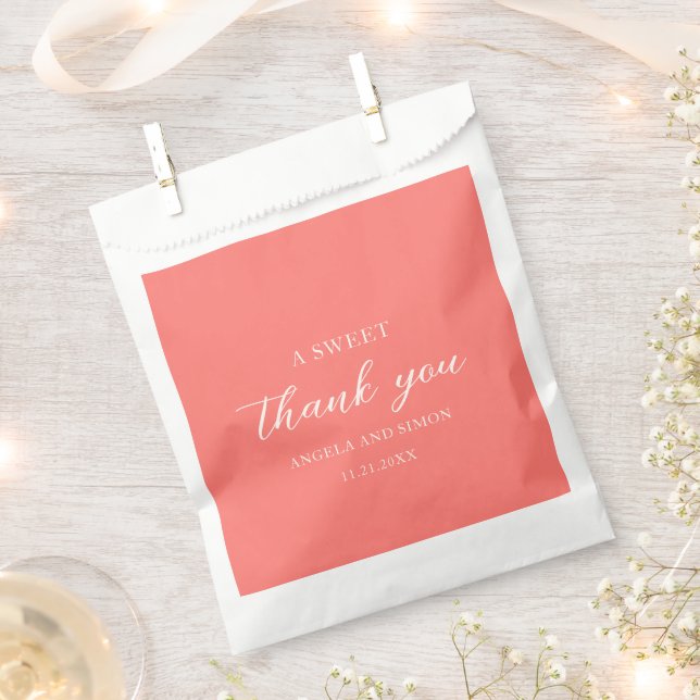 Sachets En Papier Mariage Simple Corail Vibrant Moderne (Coupé)