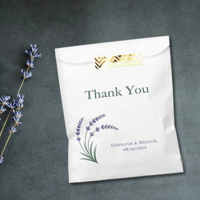Sachets En Papier Mariage Simple Lavande (Simple Lavender Wedding Favor Bag)