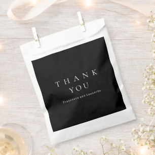 Sachets En Papier Mariage Simple Noir Classique