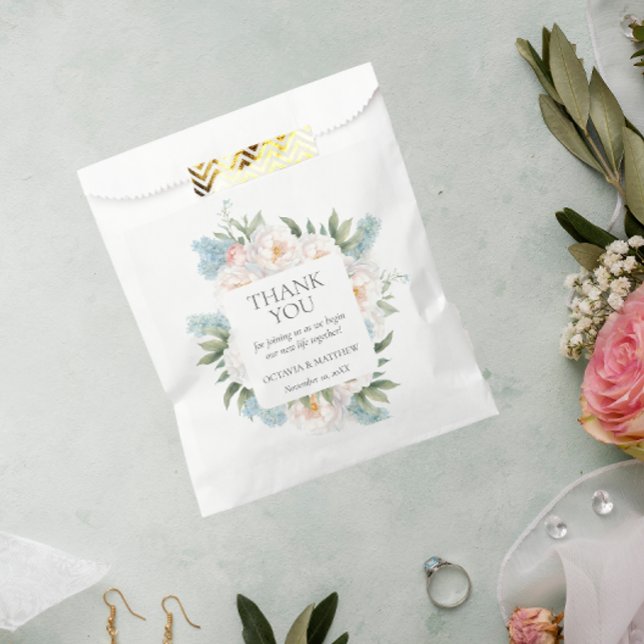 SACHETS EN PAPIER MARIAGE SOFT BLUE ROSE BLOOMOMING FLEURS (Créateur téléchargé)