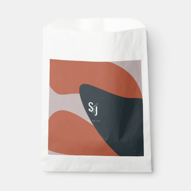 Sachets En Papier Mariage Terracotta Bleu Blush Bio (Devant)