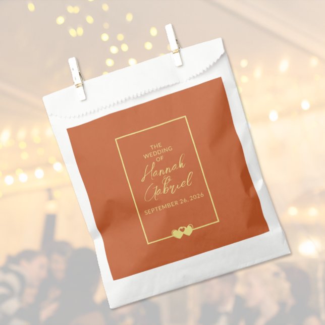 Sachets En Papier Mariage Terracotta Gold (The front of the Terracotta Gold wedding favor bag)