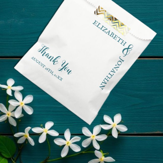 Sachets En Papier Mariage Typographie Moderne Sarcelle Foncé (Créateur téléchargé)