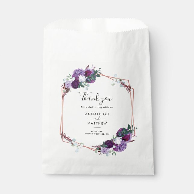Sachets En Papier Mariage végétal violet floral (Devant)