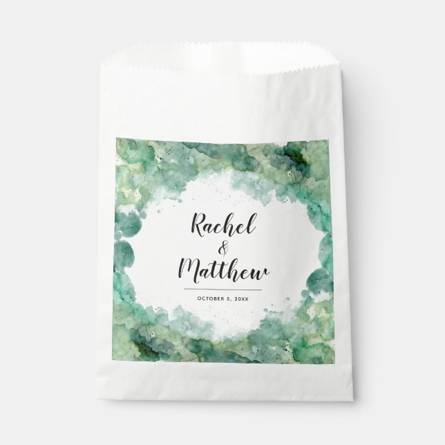 Sachets En Papier Mariage vert Abstrait moderne (Devant)
