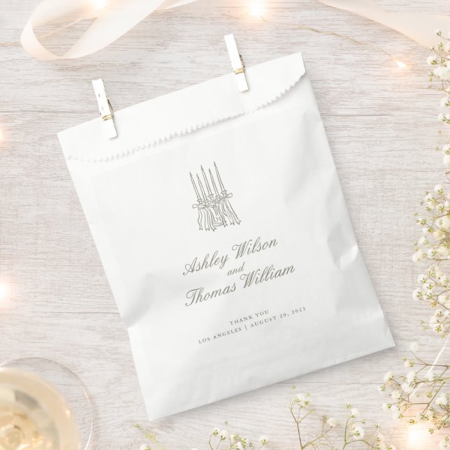 Sachets En Papier Mariage vert en bande lunaire (Coupé)